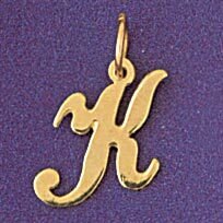Initial K Pendant Necklace Charm Bracelet in Yellow, White or Rose Gold 9561k