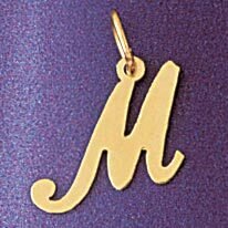 Initial M Pendant Necklace Charm Bracelet in Yellow, White or Rose Gold 9561m