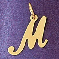 Dazzlers Jewelry Initial M Pendant Necklace Charm Bracelet in Yellow, White or Rose Gold 9561m, MPN…