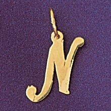 Initial N Pendant Necklace Charm Bracelet in Yellow, White or Rose Gold 9561n