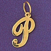 Initial P Pendant Necklace Charm Bracelet in Yellow, White or Rose Gold 9561p