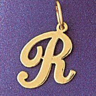 Initial R Pendant Necklace Charm Bracelet in Yellow, White or Rose Gold 9561r