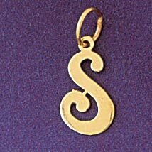 Initial S Pendant Necklace Charm Bracelet in Yellow, White or Rose Gold 9561s