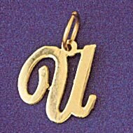 Initial U Pendant Necklace Charm Bracelet in Yellow, White or Rose Gold 9561u