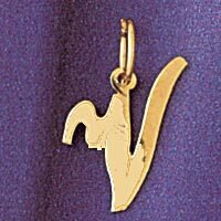 Dazzlers Jewelry Initial V Pendant Necklace Charm Bracelet in Yellow, White or Rose Gold 9561v, MPN…