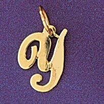 Initial Y Pendant Necklace Charm Bracelet in Yellow, White or Rose Gold 9561y