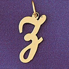 Initial Z Pendant Necklace Charm Bracelet in Yellow, White or Rose Gold 9561z