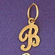 Initial B Pendant Necklace Charm Bracelet in Yellow, White or Rose Gold 9562b