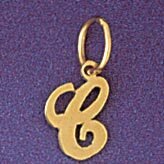 Initial C Pendant Necklace Charm Bracelet in Yellow, White or Rose Gold 9562c