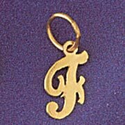 Initial F Pendant Necklace Charm Bracelet in Yellow, White or Rose Gold 9562f