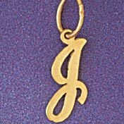 Initial J Pendant Necklace Charm Bracelet in Yellow, White or Rose Gold 9562j