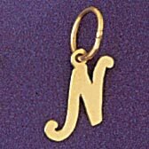 Initial N Pendant Necklace Charm Bracelet in Yellow, White or Rose Gold 9562n