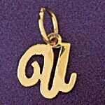 Initial U Pendant Necklace Charm Bracelet in Yellow, White or Rose Gold 9562u