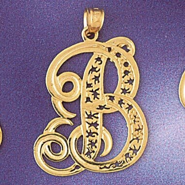 Initial B Pendant Necklace Charm Bracelet in Yellow, White or Rose Gold 9563b