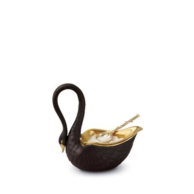 L&#39;Objet Swan Black Salt Cellar with Spoon, MPN: SC3001,