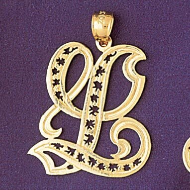 Initial L Pendant Necklace Charm Bracelet in Yellow, White or Rose Gold 9563l