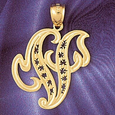 Initial V Pendant Necklace Charm Bracelet in Yellow, White or Rose Gold 9563v