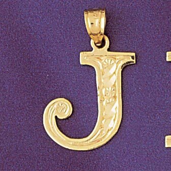 Initial J Pendant Necklace Charm Bracelet in Yellow, White or Rose Gold 9571j