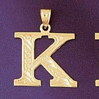 Initial K Pendant Necklace Charm Bracelet in Yellow, White or Rose Gold 9571k