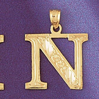 Initial N Pendant Necklace Charm Bracelet in Yellow, White or Rose Gold 9571n