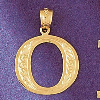 Initial O Pendant Necklace Charm Bracelet in Yellow, White or Rose Gold 9571o