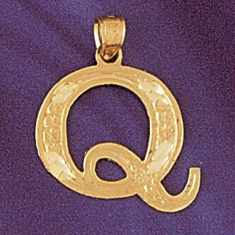 Initial Q Pendant Necklace Charm Bracelet in Yellow, White or Rose Gold 9571q