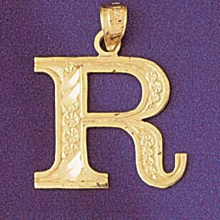 Initial R Pendant Necklace Charm Bracelet in Yellow, White or Rose Gold 9571r