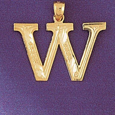 Initial W Pendant Necklace Charm Bracelet in Yellow, White or Rose Gold 9571w