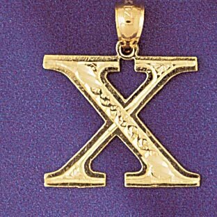 Initial X Pendant Necklace Charm Bracelet in Yellow, White or Rose Gold 9571x