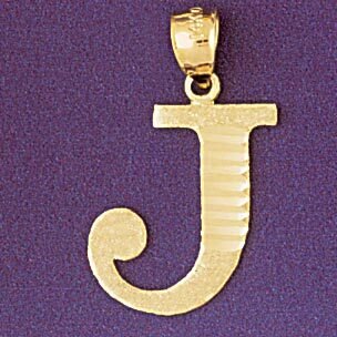 Initial J Pendant Necklace Charm Bracelet in Yellow, White or Rose Gold 9572j