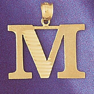Initial M Pendant Necklace Charm Bracelet in Yellow, White or Rose Gold 9572m