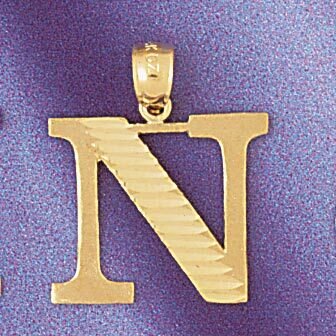 Initial N Pendant Necklace Charm Bracelet in Yellow, White or Rose Gold 9572n