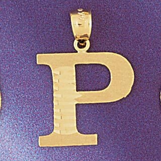 Initial P Pendant Necklace Charm Bracelet in Yellow, White or Rose Gold 9572p