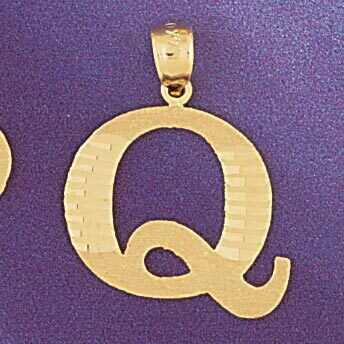 Initial Q Pendant Necklace Charm Bracelet in Yellow, White or Rose Gold 9572q