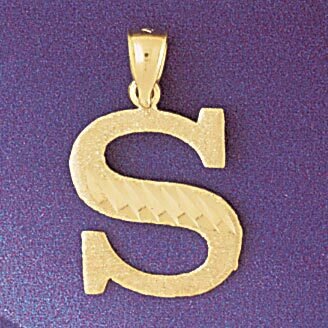 Initial S Pendant Necklace Charm Bracelet in Yellow, White or Rose Gold 9572s