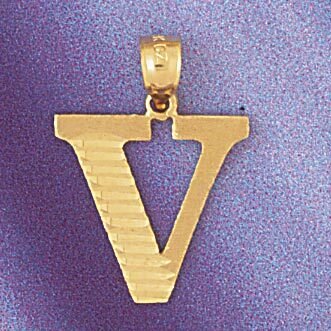 Initial V Pendant Necklace Charm Bracelet in Yellow, White or Rose Gold 9572v