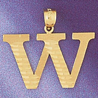 Initial W Pendant Necklace Charm Bracelet in Yellow, White or Rose Gold 9572w