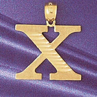 Initial X Pendant Necklace Charm Bracelet in Yellow, White or Rose Gold 9572x