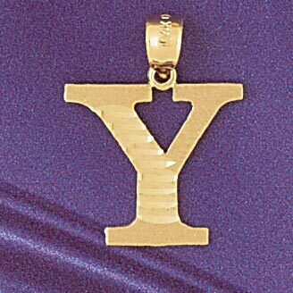 Initial Y Pendant Necklace Charm Bracelet in Yellow, White or Rose Gold 9572y