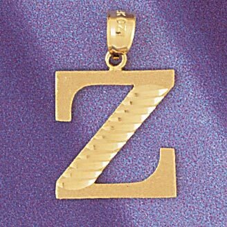 Initial Z Pendant Necklace Charm Bracelet in Yellow, White or Rose Gold 9572z