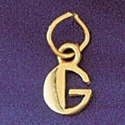 Initial G Pendant Necklace Charm Bracelet in Yellow, White or Rose Gold 9567g