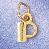 Initial P Pendant Necklace Charm Bracelet in Yellow, White or Rose Gold 9567p