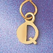 Initial Q Pendant Necklace Charm Bracelet in Yellow, White or Rose Gold 9567q