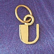 Initial U Pendant Necklace Charm Bracelet in Yellow, White or Rose Gold 9567u