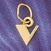 Initial V Pendant Necklace Charm Bracelet in Yellow, White or Rose Gold 9567v