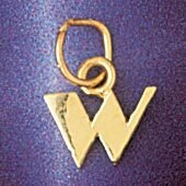 Dazzlers Jewelry Initial W Pendant Necklace Charm Bracelet in Yellow, White or Rose Gold 9567w, MPN…