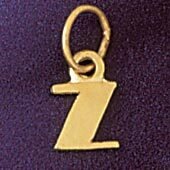 Initial Z Pendant Necklace Charm Bracelet in Yellow, White or Rose Gold 9567z
