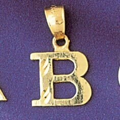 Initial B Pendant Necklace Charm Bracelet in Yellow, White or Rose Gold 9568b