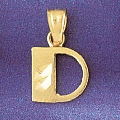 Initial D Pendant Necklace Charm Bracelet in Yellow, White or Rose Gold 9568d