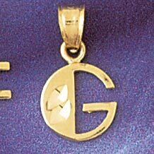 Initial G Pendant Necklace Charm Bracelet in Yellow, White or Rose Gold 9568g